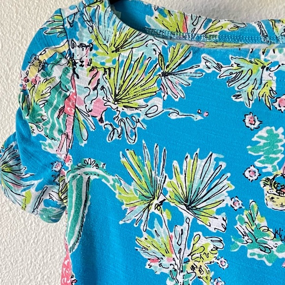 Lilly Pulitzer Jungle Glam Blue Toile Print Tropical Tee Top Size XS - Picture 6 of 12